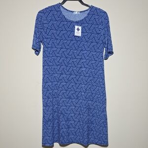 Mountain Mamas Geometric Blue Midi Dress With Pockets